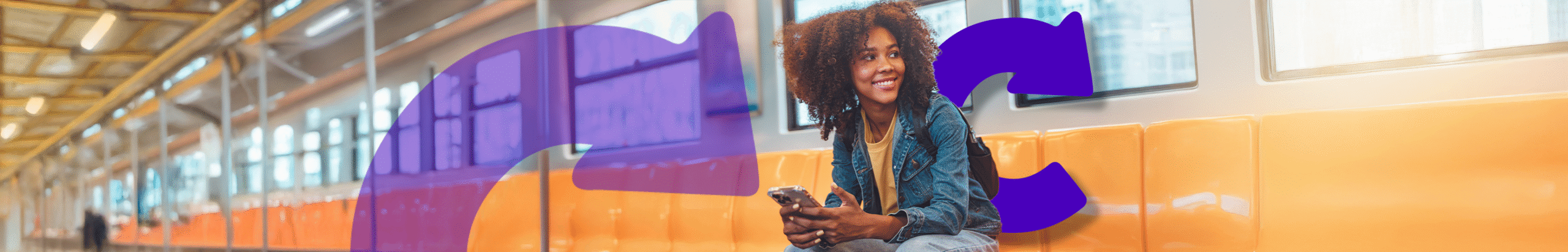 lady sat on a yellow bench holding a mobile phone